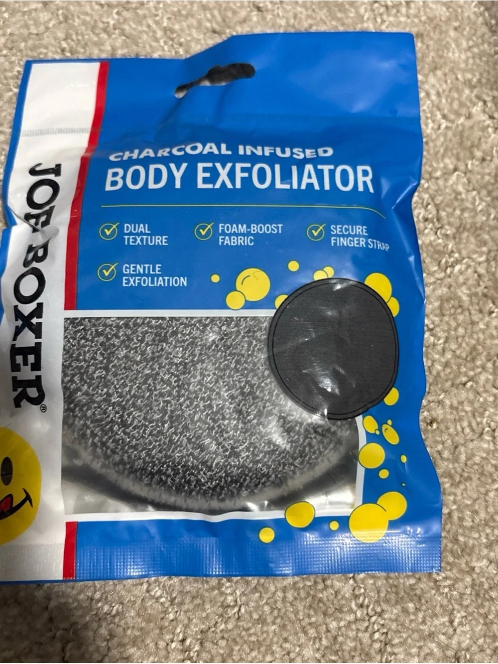 Joe Boxer Charcoal Infused- Scrubber Gloves, Wash Cloth, Body Exfoliator